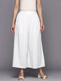 Libas White Solid Rayon Palazzos