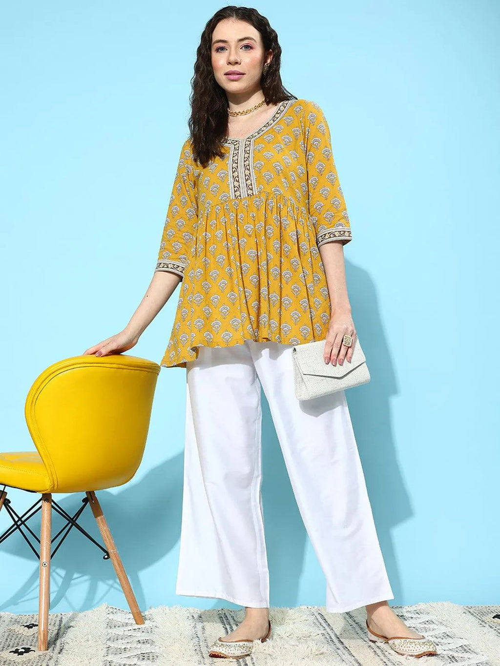 Libas White Solid Silk Palazzos