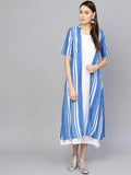 Libas White Striped Cotton Dress With Jacket