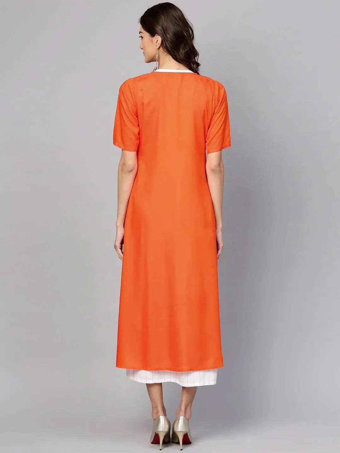 Libas White Striped Rayon Dress With Jacket