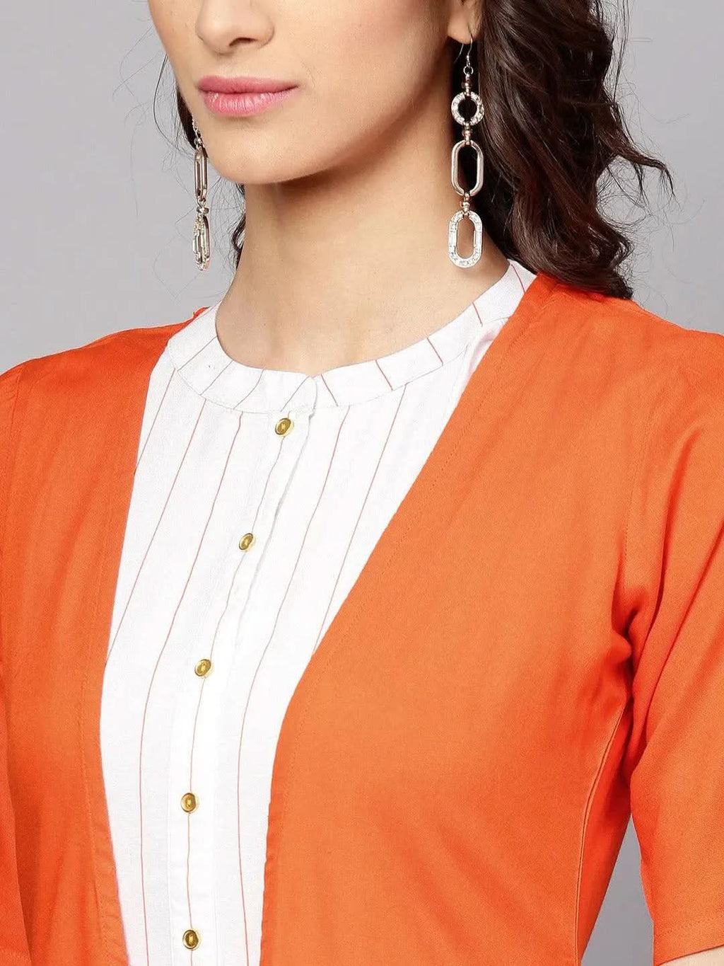 Libas White Striped Rayon Dress With Jacket