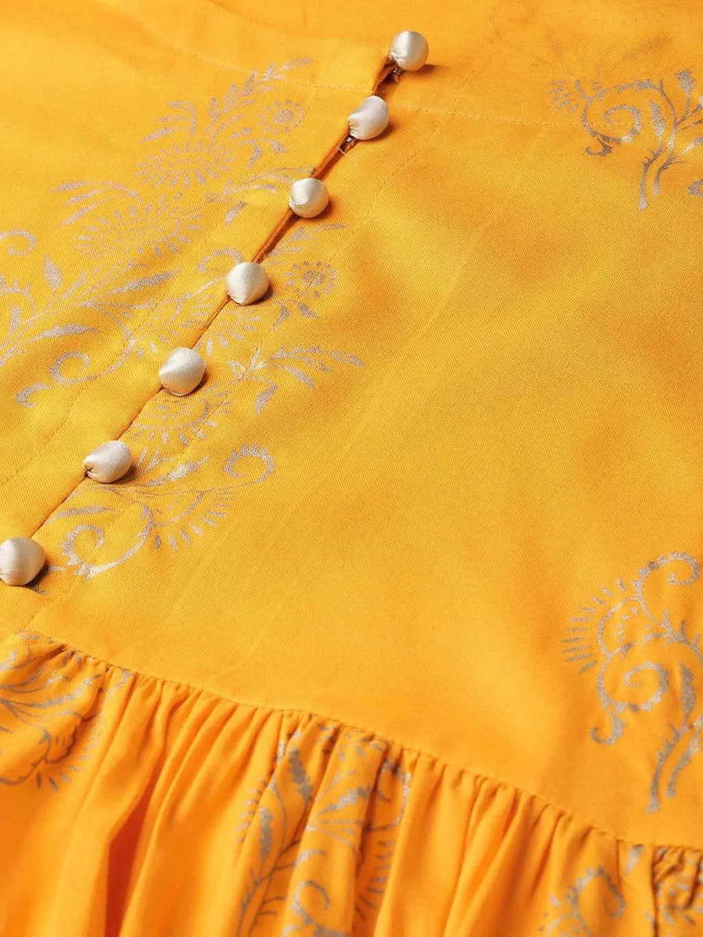 Libas Yellow Printed Cotton Dress