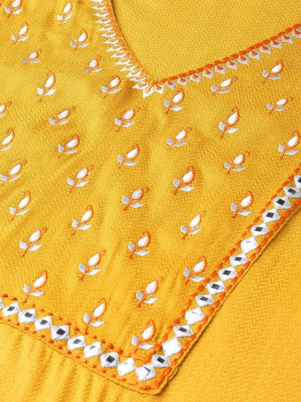 Libas Yellow Printed Rayon Kurta