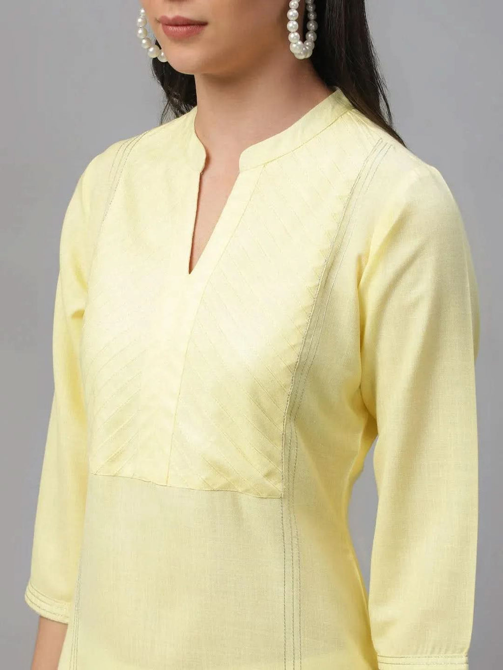 Libas Yellow Solid Cotton Kurta