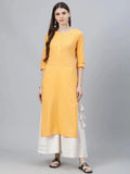 Libas Yellow Striped Cotton Kurta